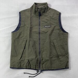 Abercrombie & Fitch Vest Men Large Green Full Zip Stand Collar Pockets Nylon VTG